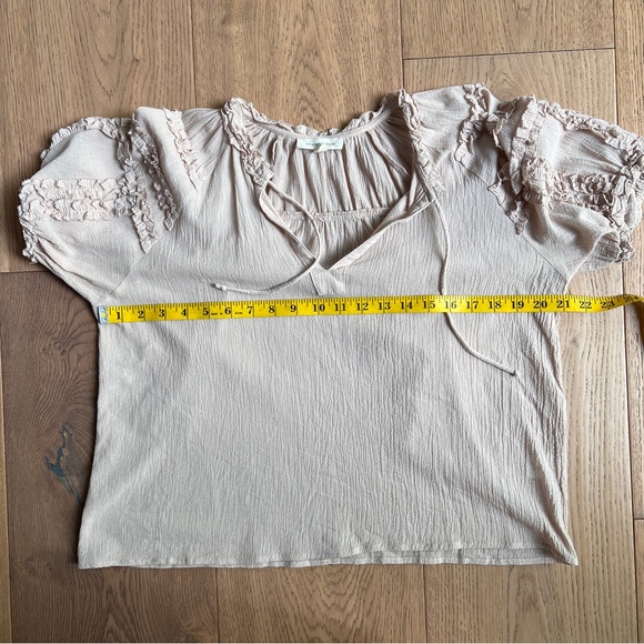 Sheer Pale Pink Gauze Ruffle Short Sleeve Blouse size small 100% cotton - Picture 3 of 6